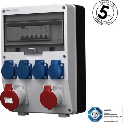 Tableau électrique de chantier Siemens pTD-S/FI 32 A, 16 A, 4 x 230 V, prises Mennekes et Schuko, Doktorvolt DV-4845-D (1/5)