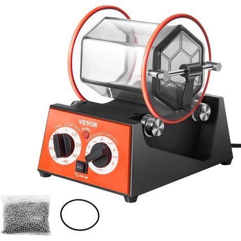 VEVOR Lucidatrice per Gioielli Metalli Buratto Rotativo Capienza Max. da 5kg per Uso Domestico Fai-da-te, Lucidatrice 230V CA / 60 Hz Potenza da 60W 5 Velocita Regolabile Buratto Trasparente da Banco (1/5)