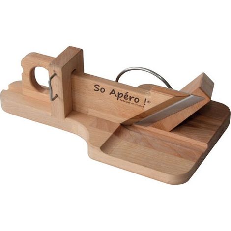 Guillotine à saucisson et saucisse sèche en bois