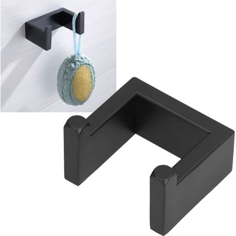 Porte-serviettes double en acier inoxydable noir 304, étagère pour serviettes de bain (1/5)