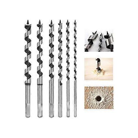 Forets à bois hélicoïdaux, jeu de 6 forets hexagonaux en acier au carbone, outils de travail du bois, diamètres 6 mm, 8 mm, 10 mm, 12 mm et 14 mm.