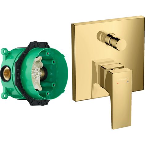 HANSGROHE Metropol frontal para mezclador de baño-ducha empotrado Aspecto dorado pulido con cuerpo oculto (1/5)