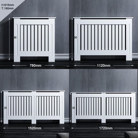 SONNI Habillage de radiateur Blanc Vertical Lamelle Laqué Armoire Couverture de radiateur 172x19x81cm Extra Large (1/5)