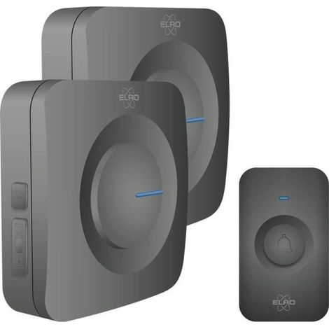 Sonnette de Porte sans Fil ELRO DB3000 - 2x récepteur à Piles - 64 Mélodies - 300m - Noir