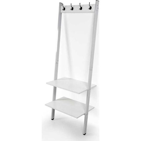 Scaffale appendiabiti bianco industrial parete inclinato cm 64 x 45 x 180 h (1/2)