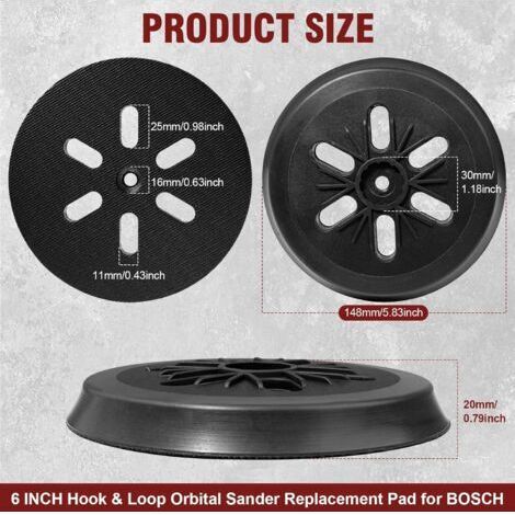 Plateau de ponçage auto-adhésif de 150 mm pour ponceuses orbitales, compatible avec Bosch GEX 150, plateau auto-adhésif avec vis (1 pièce) (1/4)