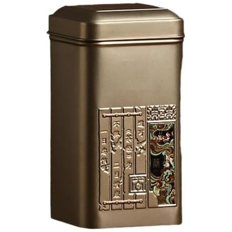 Bocaux hermétiques avec couvercles – Boîtes de rangement en métal de style vintage pour thé, café, sucre (doré, L) (1/5)