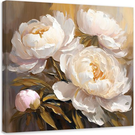Tableau sur toile Tableau sur toile Pivoines murales peintes à la main 40x40 (1/5)