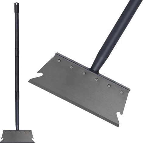 Pelle de jardin, pelle à mauvaises herbes avec manche, 148 cm, pelle plate réglable pour désherber, nettoyer, grattoir à neige et à glace pour entrée de garage