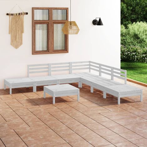 Juego de muebles de jardín 8 piezas madera maciza pino blanco vidaXL (1/5)