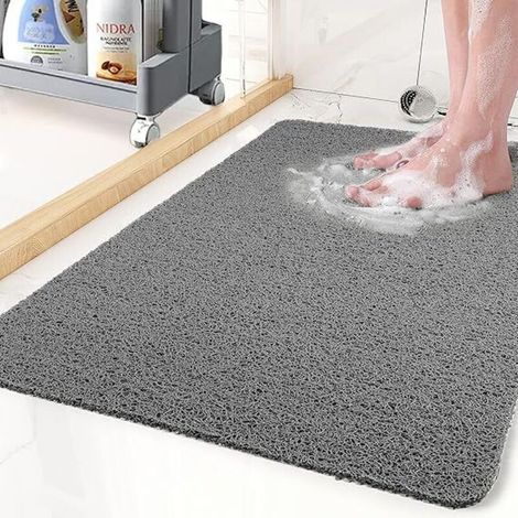 Non-Slip Shower Mat, Bath Mat Without Suction Cups, Loofah Bath Mat for Bathroom Bathtub, Quick Drying, Grey 50X80Cm (1/4)