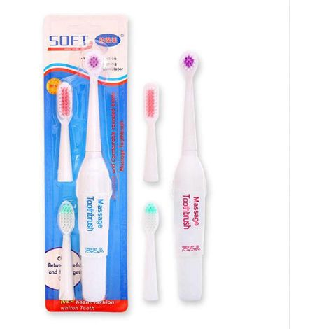 Brosse à dents électrique universelle pour adultes. Têtes de rechange souples. Poils ultra-doux pour une protection optimale des gencives. Indispensable pour une hygiène bucco-dentaire quotidienne. (1/4)