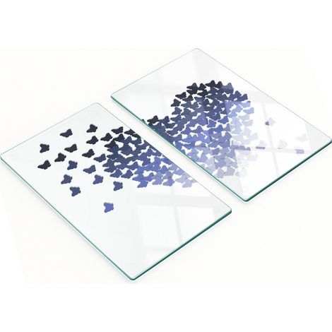 Tablas de cortar decorativas de vidrio templado con mariposas y corazones, 2x30x52 cm.