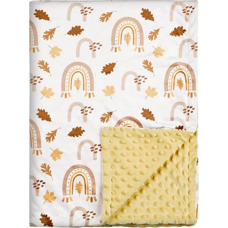 Couverture bébé Cadeau pour Nouveau - né, Couverture en Peluche Douce avec Doublure à Pois, Tissu en Laine, Unisexe, Jeune Enfant, garçon et Fille 75x100cm(Les Feuilles) (1/5)