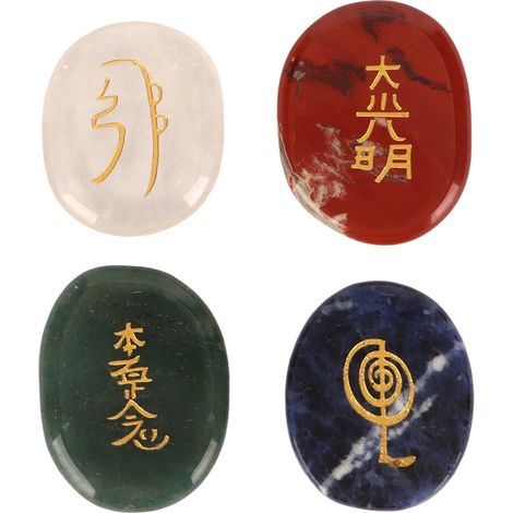 Quatre cristaux de guérison Reiki plats et ronds, de la taille de la paume de la main, finement polis, pour la méditation et la purification. (1/5)