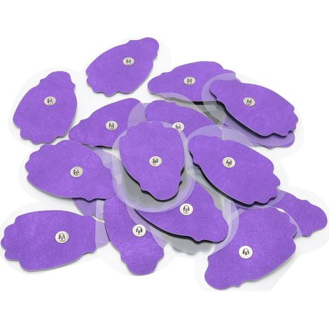Lot de 20 électrodes boutons non tissées façonnées à la main, adaptées aux appareils de massage TENS/EMS, violettes. (1/5)