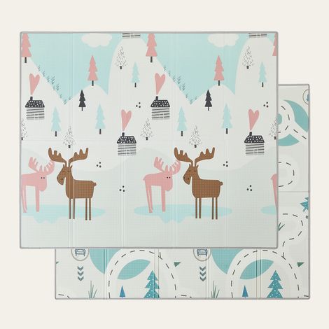 CASABEL Tapis d’Éveil Bébé 180×200 cm, Pliable, Motifs Cerf