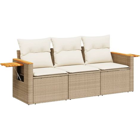 Maison Exclusive - Juego de sofás de jardín con cojines beige 3 p