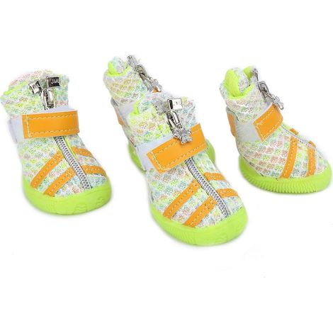 Lot de 4 paires de chaussures pour chien, légères, respirantes et antidérapantes, pour chiens de petite, moyenne et grande taille (couleurs variées, vertes). (1/2)