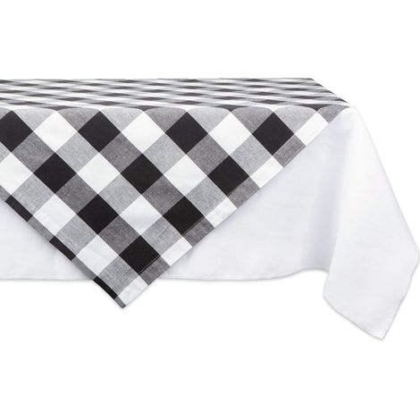 Nappe Rustique Classique Dessus de Table 101,6 x 101,6 cm Noir et Blanc (1/5)