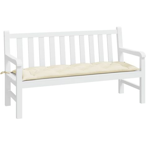 INLIFE Coussin de banc de jardin Tissu Blanc crème 150x50x7 cm (1/5)