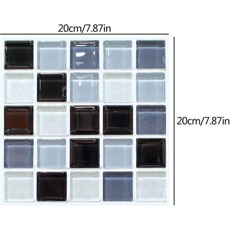 Azulejos de pared de mosaico autoadhesivos de 20x20 cm – 30 piezas impermeables, diseño decorativo de cemento.