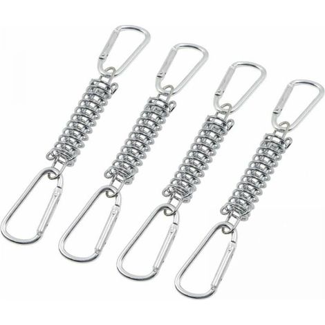 4pcs Boucle Ressort Tension Fixation Store - Voile D'ombrage Fixations Accessoires en Acier Inoxydable avec 4 Ressorts HéLicoïdaux 8 Mousquetons pour Tentes Auvents Camping (1/4)
