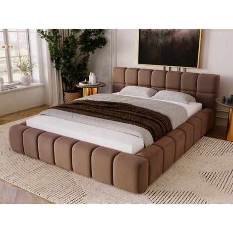 Lit rembourré avec rangement 160x200 tissu velours marron Alicante (1/5)