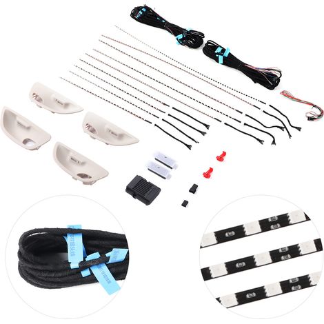 Ruban LED d'ambiance 8 couleurs pour BMW Série 5 F10/F11 2010-2016, éclairage décoratif blanc cassé pour poignée de porte, kit lumineux intérieur (1/5)