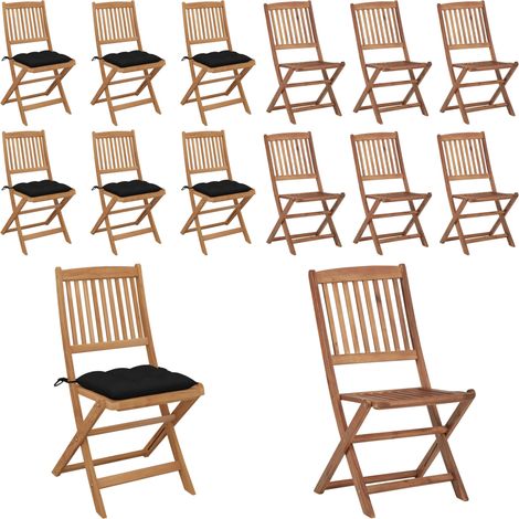 Klappbare Gartenstühle 6 Stk. mit Kissen Massivholz Akazie - Gartensessel - Holzsessel - Klappstuhl - Gartenmöbeln - Outdoor Möbel - Home & Living (1/5)