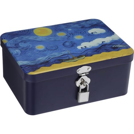 Boîte De Rangement Vintage Avec Serrure Récipient Rétro Pour Bijoux Organisateur De Bureau Pour Souvenirs Et Stylos Design Étoilé Boîte Métal Élégante (1/5)