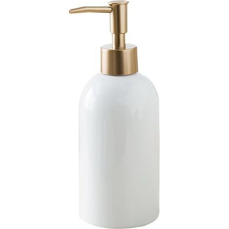 Bardusch-Distributeur savon céramique 420 ml, pompe dorée, rechargeable, vaisselle/salle de bain (1/5)