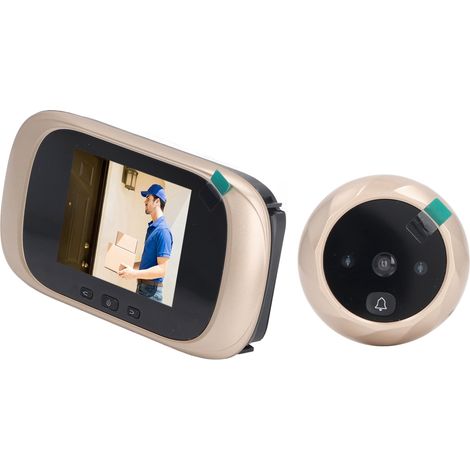 Sonnette connectée caméra 320x240, écran LCD 2,8 pouces, vision nocturne, antivol, contrôle via application, Wi-Fi, interphone vidéo (1/5)