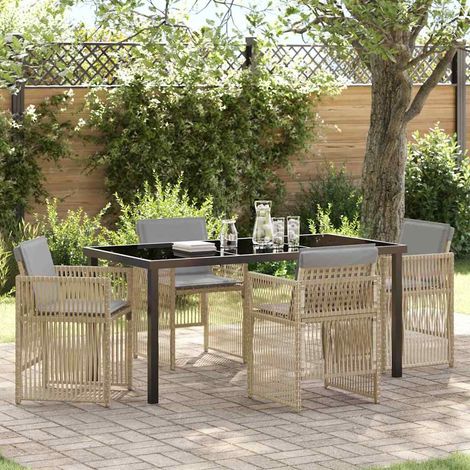 vidaXL Set da Pranzo per Giardino 5 pcs Beige (1/5)