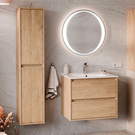 Set di mobili da bagno con lavabo Edmé marrone 60cm (1/5)