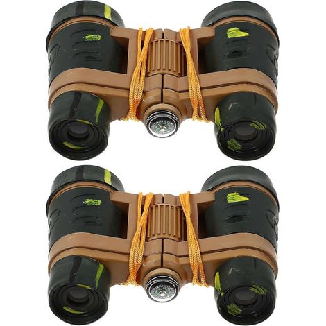 Lot de 2 jumelles avec boussole, jouets professionnels pour l'observation en extérieur, idéales pour les enfants.-11X8X3.5CM-Camouflage (1/3)