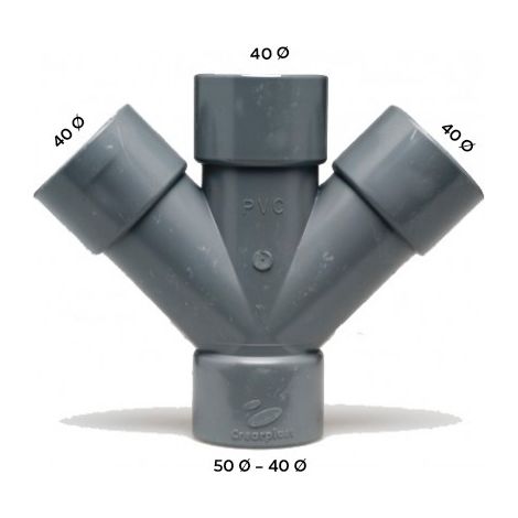 Derivación doble plana PVC H-H - CREARPLAST Medidas: 50x45 mm
