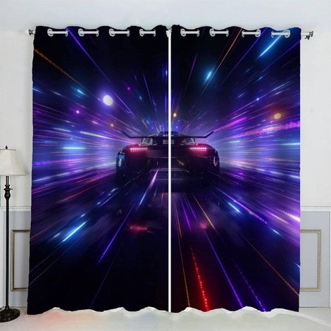Rideaux Voiture De Sport Voiture De Course Art Abstrait Rideau Occultant Chambre Fille Garcon Rideaux Chambre Ado Isolation Thermique et Réduction du Bruit Rideau (200x200 cm) - 200L X 200H cm (2 Pann (1/5)