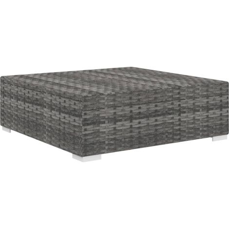 Repose-pied sectionnel 1 pc avec coussin Résine tressée Gris (1/5)