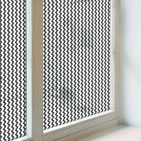 Film Dépoli pour Vitre 100x100 cm Vitrail Collés sur le Verre Protection PVC pour Chambre Cuisine Salle de Bain Adhésif Décoratif Motif en zigzag (1/5)