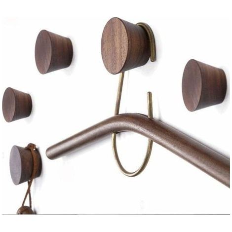 Patère en bois, porte-manteau rond, noyer noir conique 53.5cm, 5 PCS (1/5)