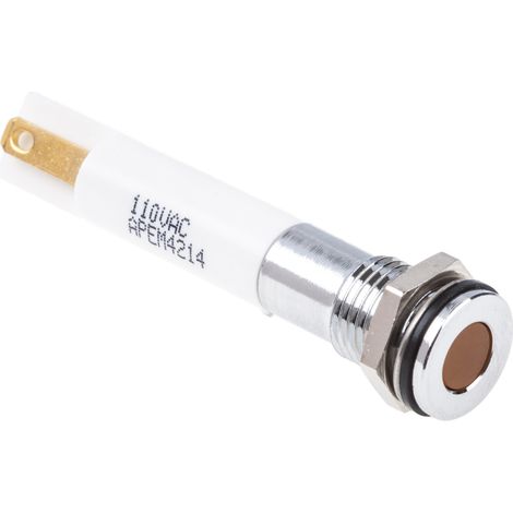 Voyant LED lumineux Orange RS PRO, dia. 8mm, 110V c.a., IP67 ( Prix pour 1 ) (1/2)