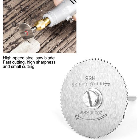 Disque de coupe en acier rapide, lame de scie pour bois et plastique, mini-trancheuse pour perceuse électrique, outil de coupe ultra-mince pour PVC et acrylique, argent. (1/5)