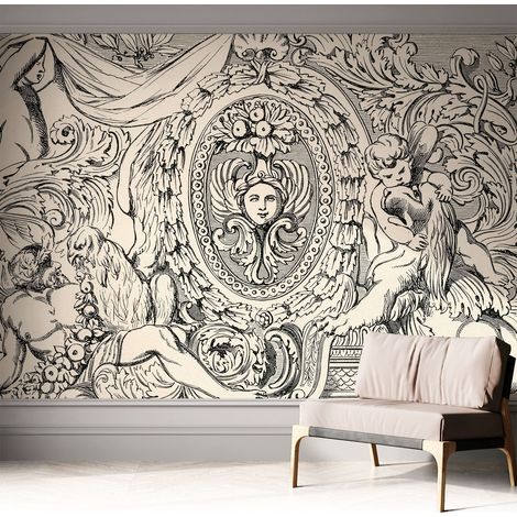 Papier peint adhésif décoratif pour salon chambre et cuisine Facile à poser avec colle Richesse des ornements 312x219 cm (1/5)