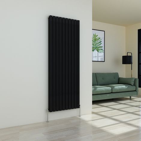 Warmehaus Flat Panel Black Radiator Vertical Double 1800x680mm (1/2)