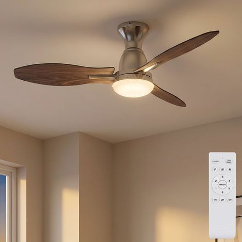 Ventilatore da soffitto a LED con modalità estate inverno Lampada da soffitto dimmerabile con telecomando, 6 livelli, pale reversibili, 22W 1660lm bianco caldo, bianco neutro, bianco freddo, D 107 cm (1/5)
