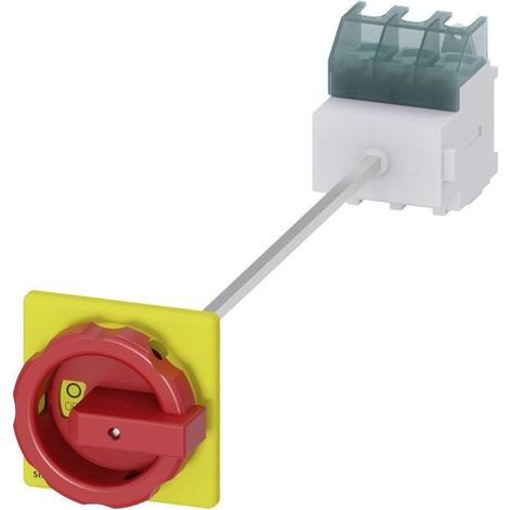 Interruptor principal/de emergencia 3P 63A 22kW AC23A 400V montaje en placa con eje, perilla amarilla-roja, 4 orificios 3LD2514-0TK53