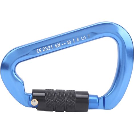 Mousqueton de Sécurité à Verrouillage Automatique en Forme de D pour Escalade et Camping (Bleu)