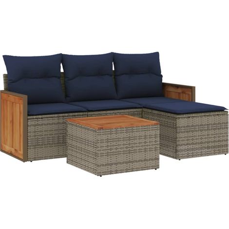 Maison Exclusive - 5-teiliges Gartensofa-Set mit Kissen, grau, Po