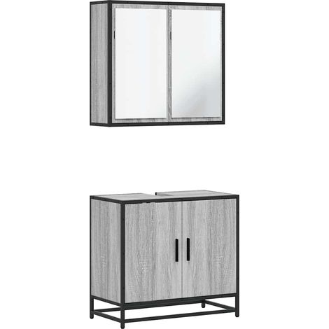 Maison Exclusive - 2-tlg. Badmöbel-Set Grau Sonoma Holzwerkstoff